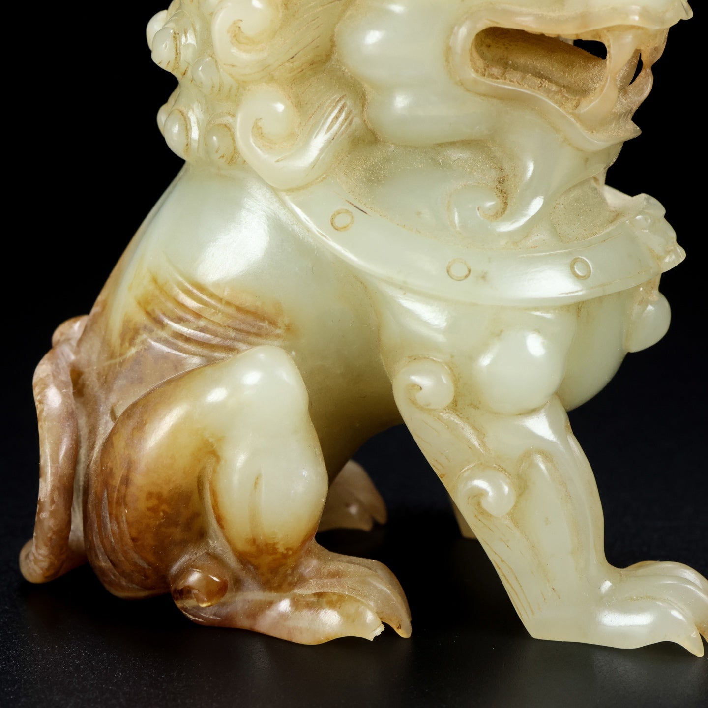 Ancient China Antique Qing Dynasty Hetian Jade Statue Jade Lion A Pair