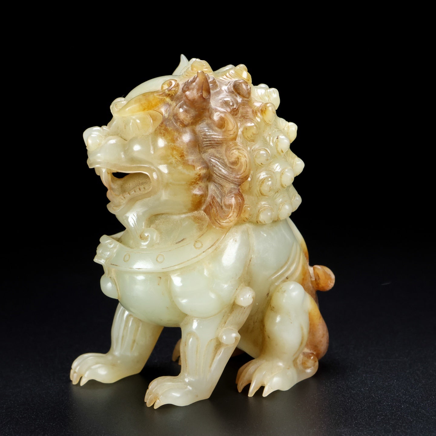 Ancient China Antique Qing Dynasty Hetian Jade Statue Jade Lion A Pair