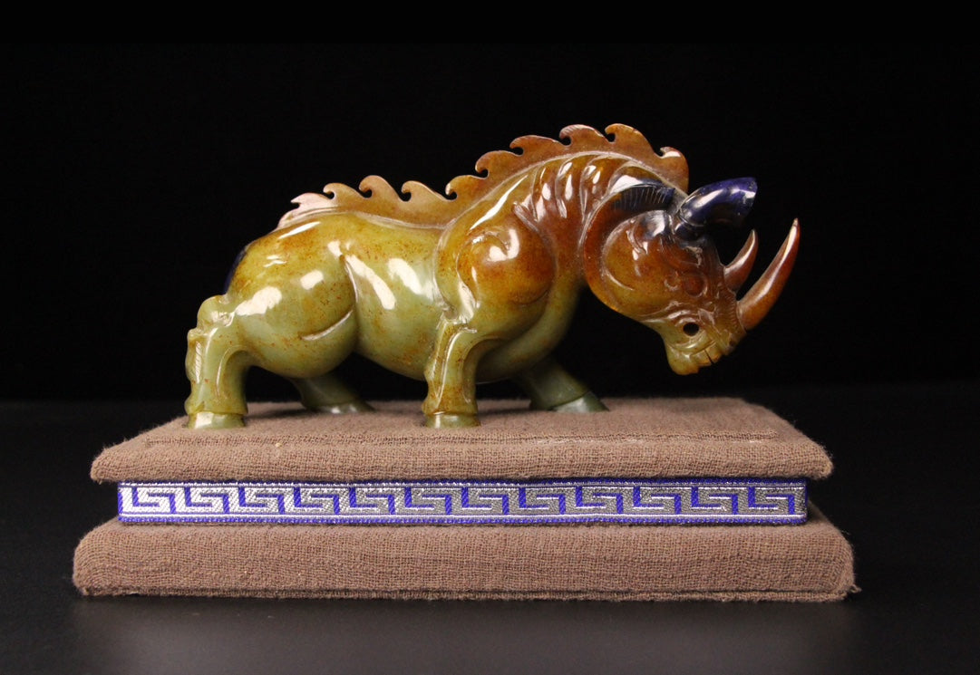 Ancient China Antique Tang Dynasty Hetian Ancient Jade Statue Jade Rhinoceros