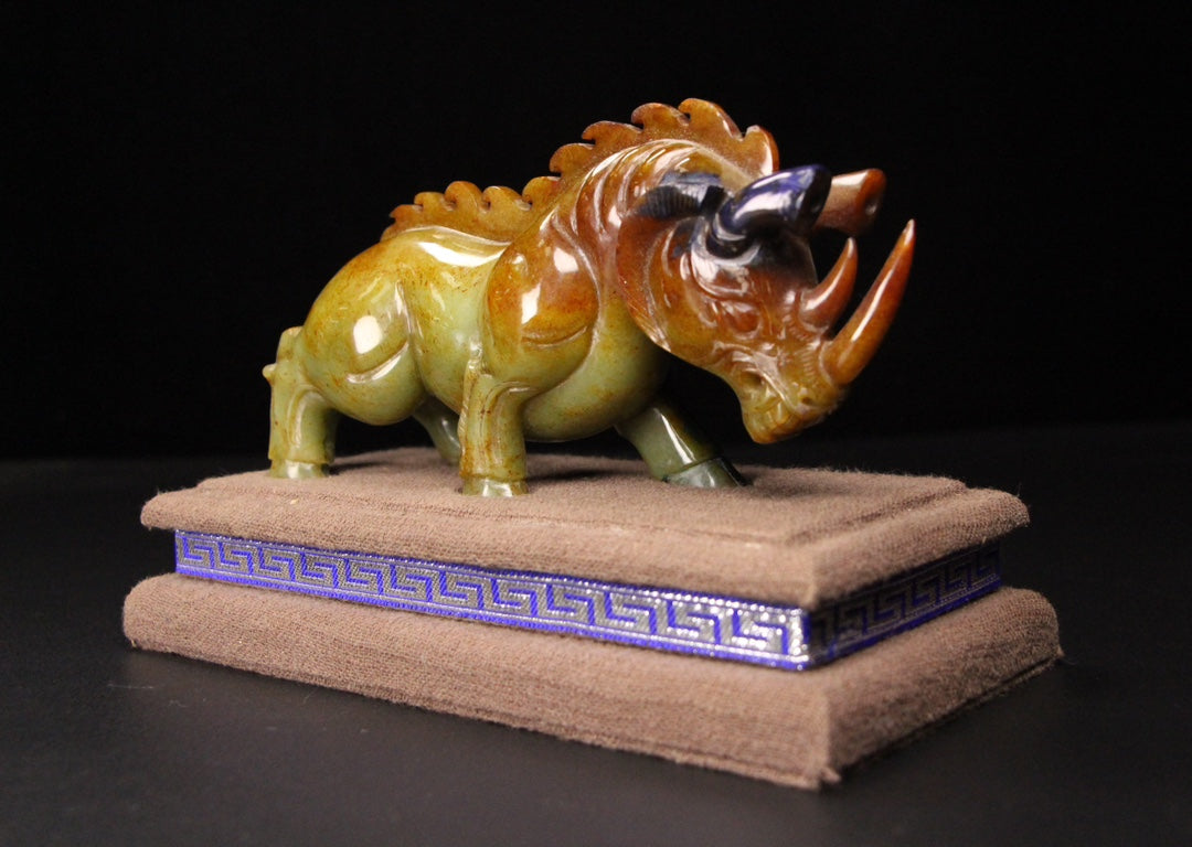 Ancient China Antique Tang Dynasty Hetian Ancient Jade Statue Jade Rhinoceros