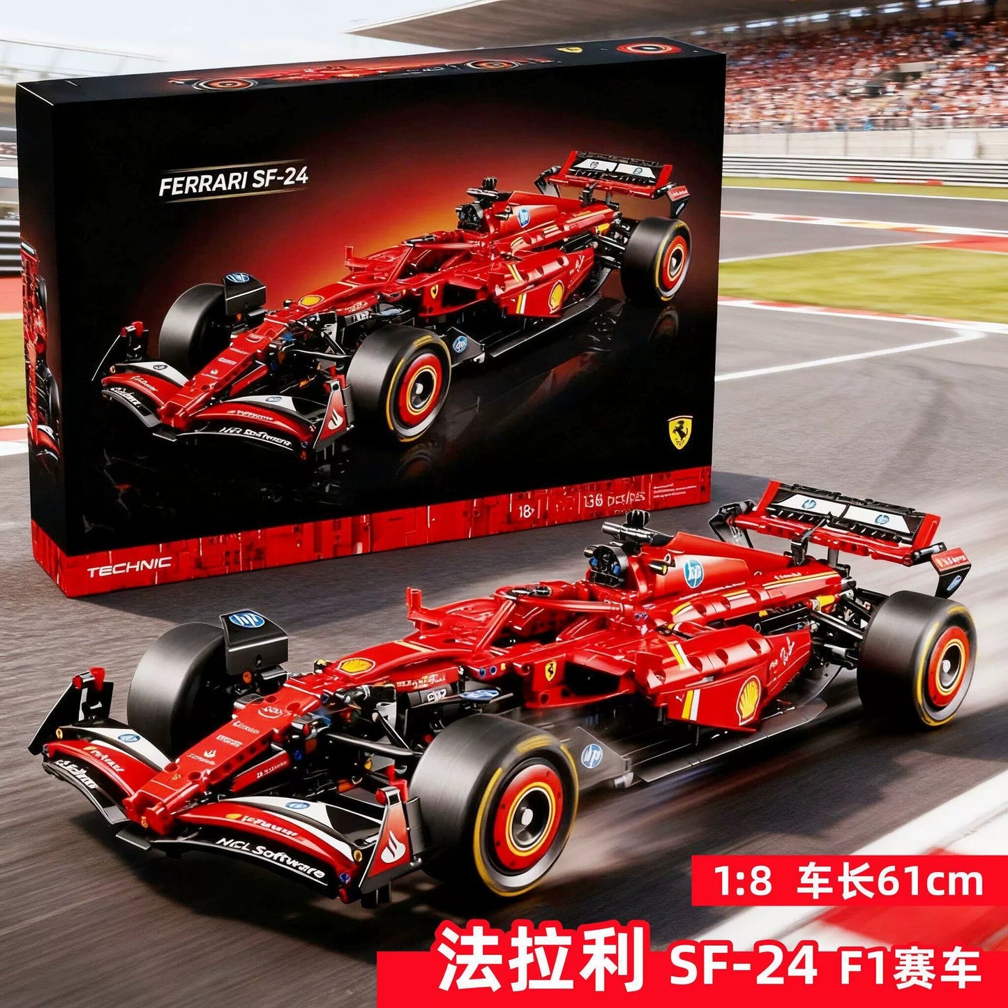 Free Express Shipping : 42207  THCHNIC: FERRARI SF-24 F1 CAR Building Block Toy Set