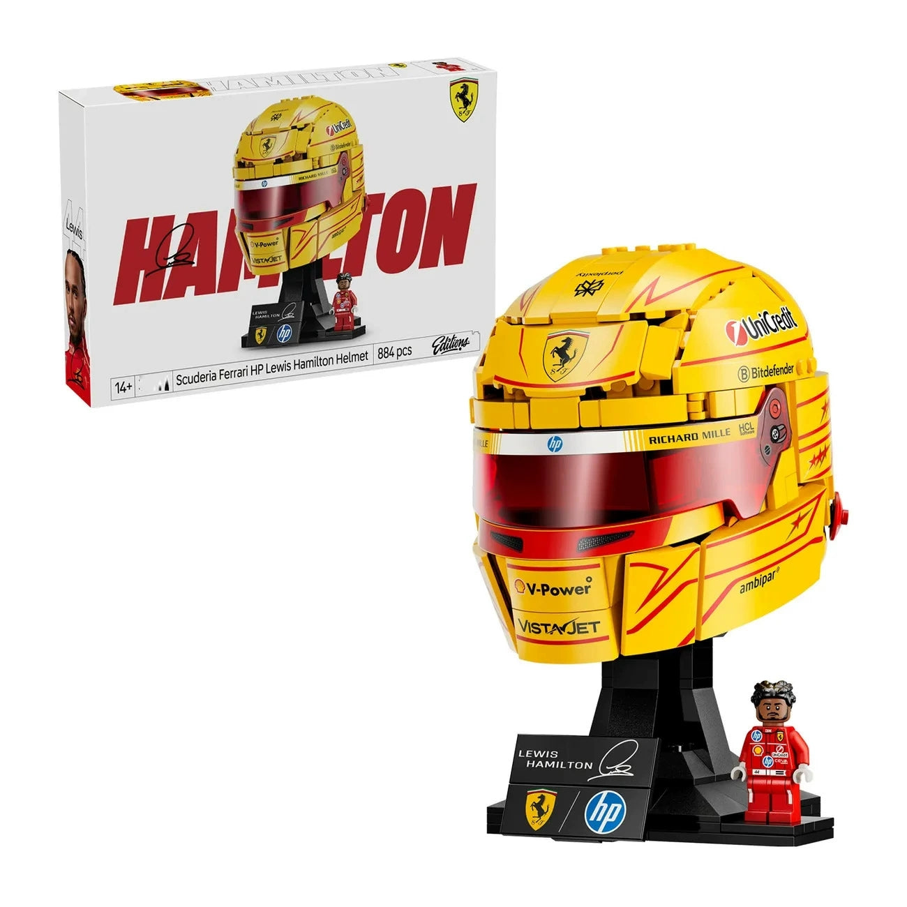 Free Express Shipping :43022 Editions Scuderia Ferrari HP Lewis Hamilton Helmet Building Block Toy Set