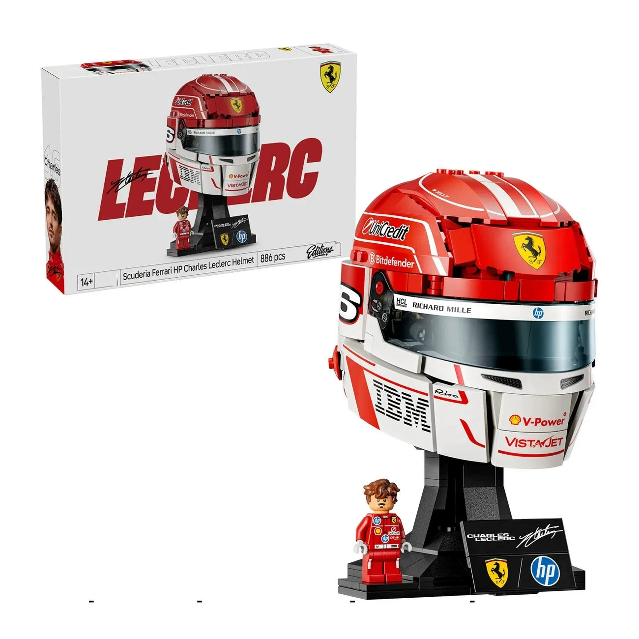 Free Express Shipping :43014 Editions Scuderia Ferrari HP Charles Leclerc Helmet Building Block Toy Set