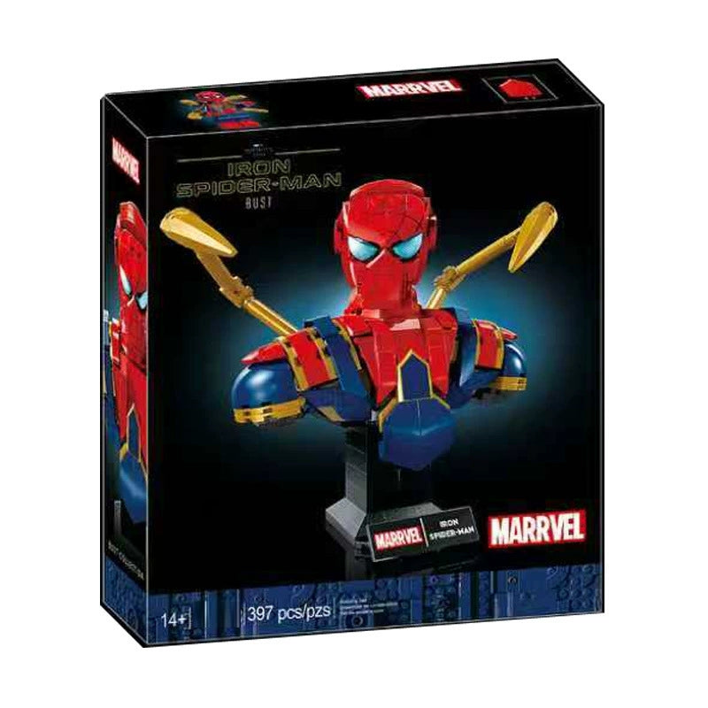 Free Express Shipping :76326 MARVEL Iron Spider-Man Bust Posable Arms Display Minifigure Building Block Toy Set