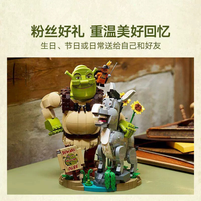 Free Express Shipping :New 72423 Icons Shrek Donkey & Puss In Boots 1403 PCS Building Block Toy Set