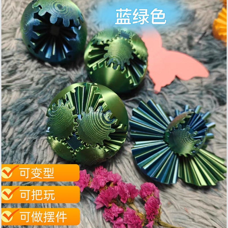 Cross-border3dPrinted Cross-Border Gear Ball Hot-Selling Stress Relief Ball Rotating Ball Movable Fun Integrated Gear Ball