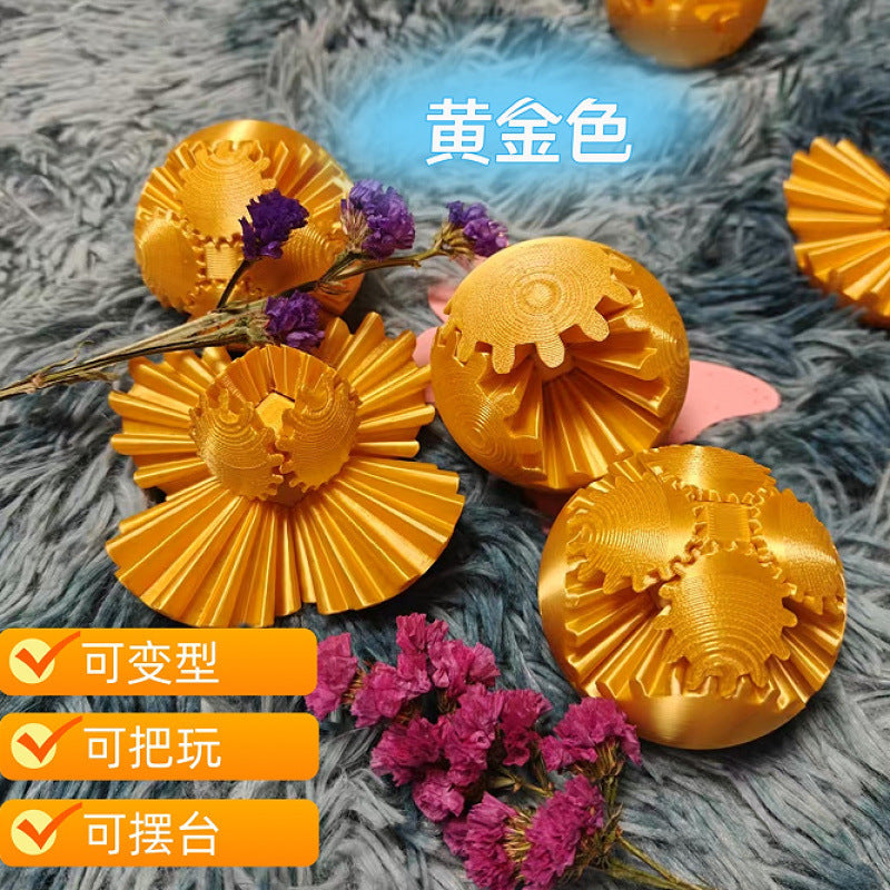 Cross-border3dPrinted Cross-Border Gear Ball Hot-Selling Stress Relief Ball Rotating Ball Movable Fun Integrated Gear Ball