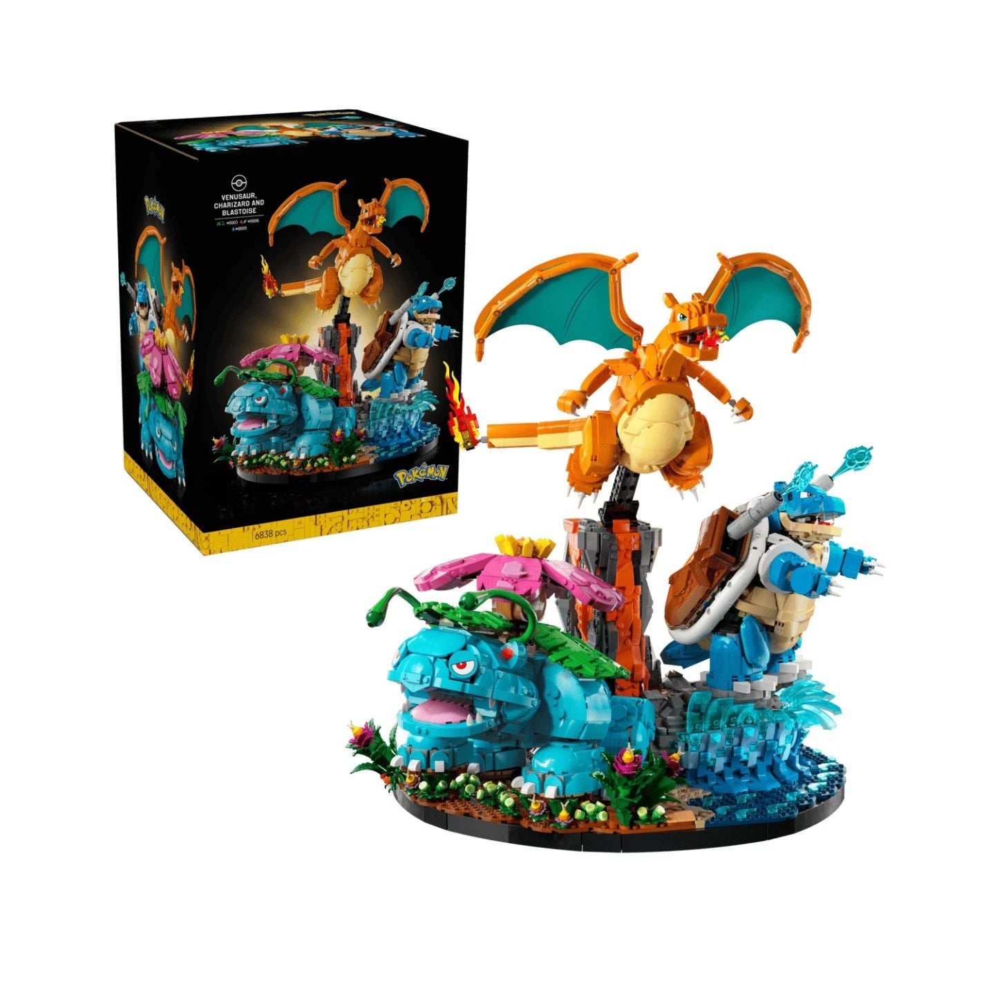 For LEGO New 72153 Pokemon 6838 Venusaur, Charizard, And Blastoise 6838PCS Set