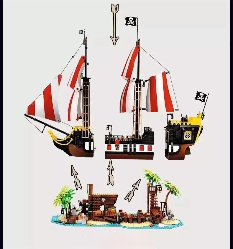 MOC / LEGO New 21322 Ideas: Pirates of Barracuda Bay 2545 PCS Building Toy Set