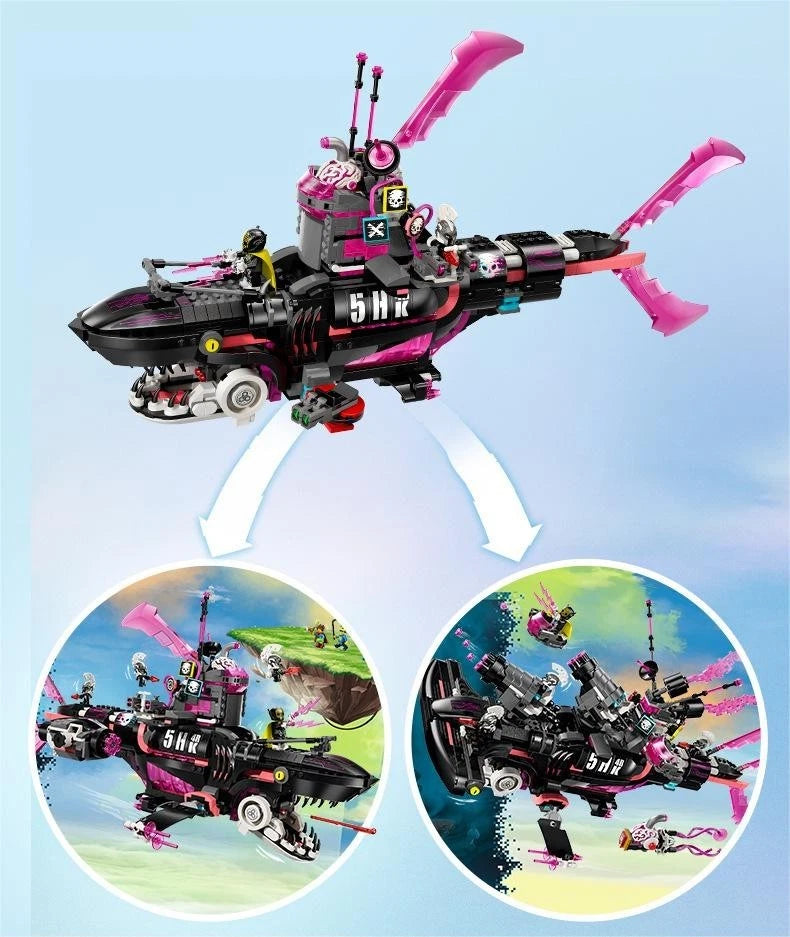 MOC / LEGO New 71500 Dreams Nightmare Shark Submarine 1413 PCS Building Toy Set