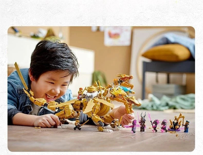 For LEGO New 71774 Ninjago Lloyd's Golden Ultra Dragon Building Set 989PCS