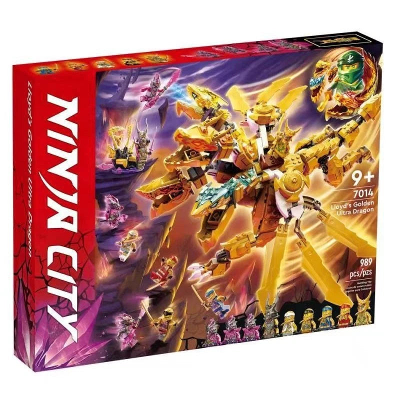 For LEGO New 71774 Ninjago Lloyd's Golden Ultra Dragon Building Set 989PCS