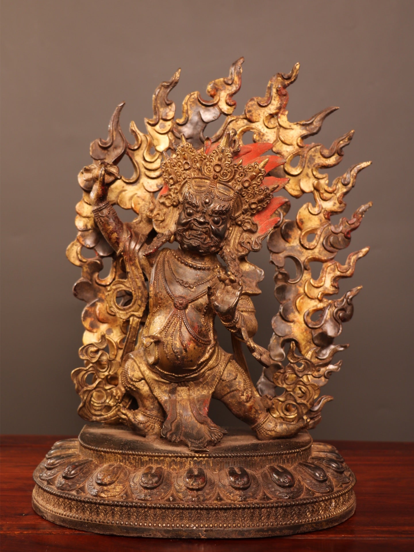 Ancient China Antique Ming Dynasty Copper Ware Gold-plated Statue Tibetan Buddha