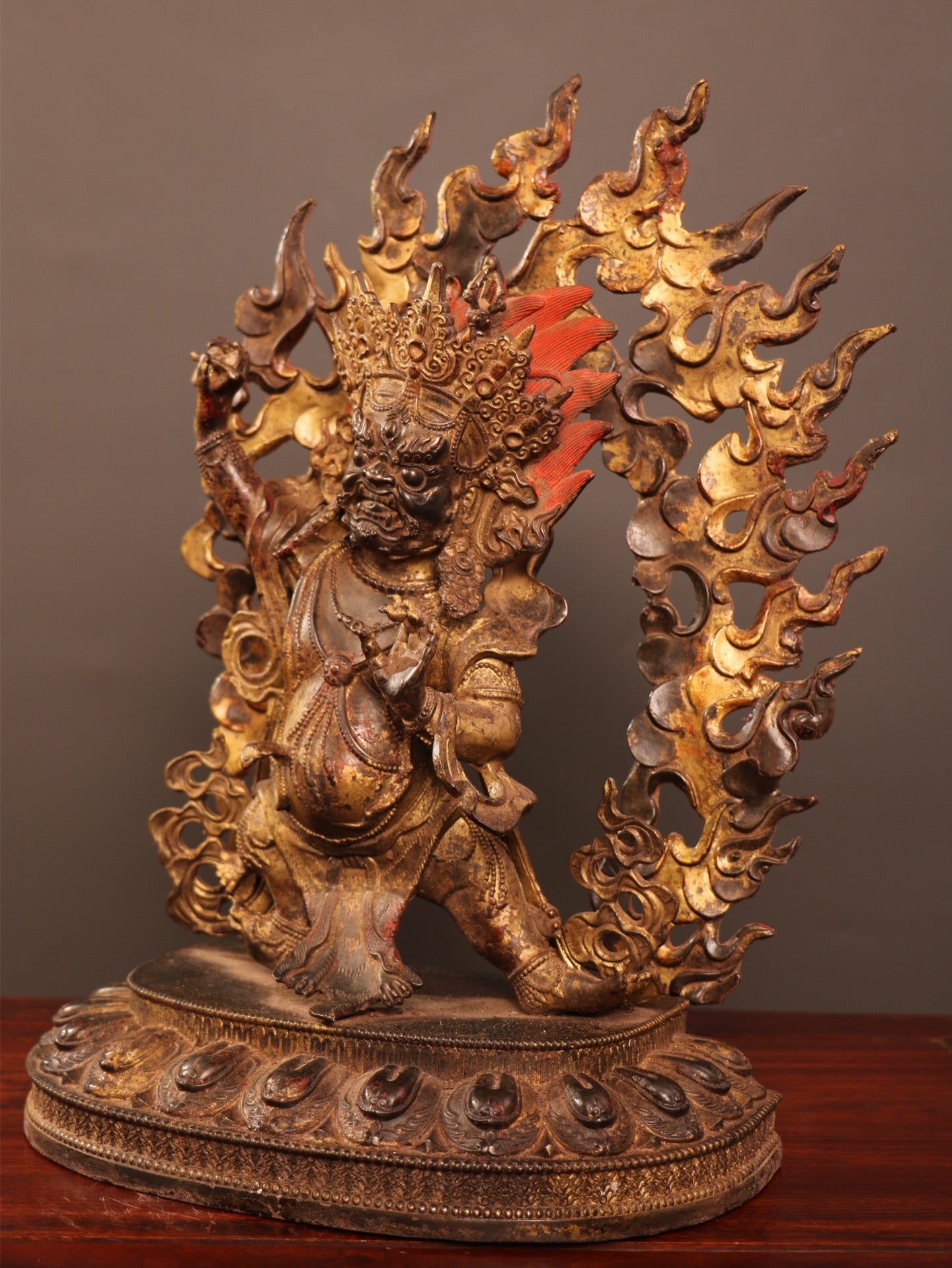 Ancient China Antique Ming Dynasty Copper Ware Gold-plated Statue Tibetan Buddha