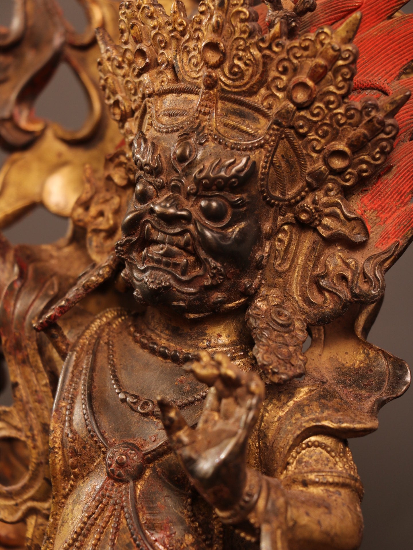 Ancient China Antique Ming Dynasty Copper Ware Gold-plated Statue Tibetan Buddha