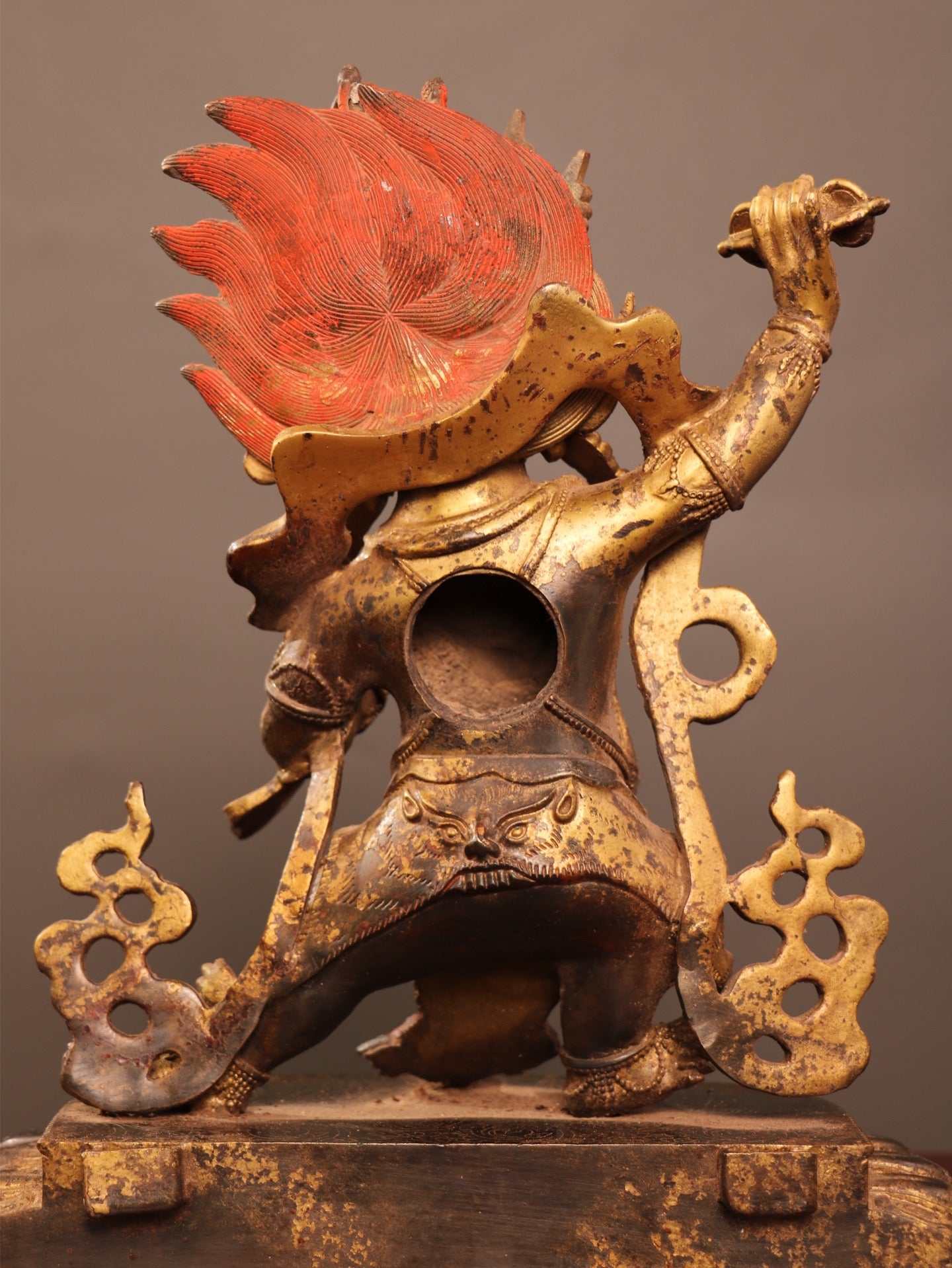 Ancient China Antique Ming Dynasty Copper Ware Gold-plated Statue Tibetan Buddha