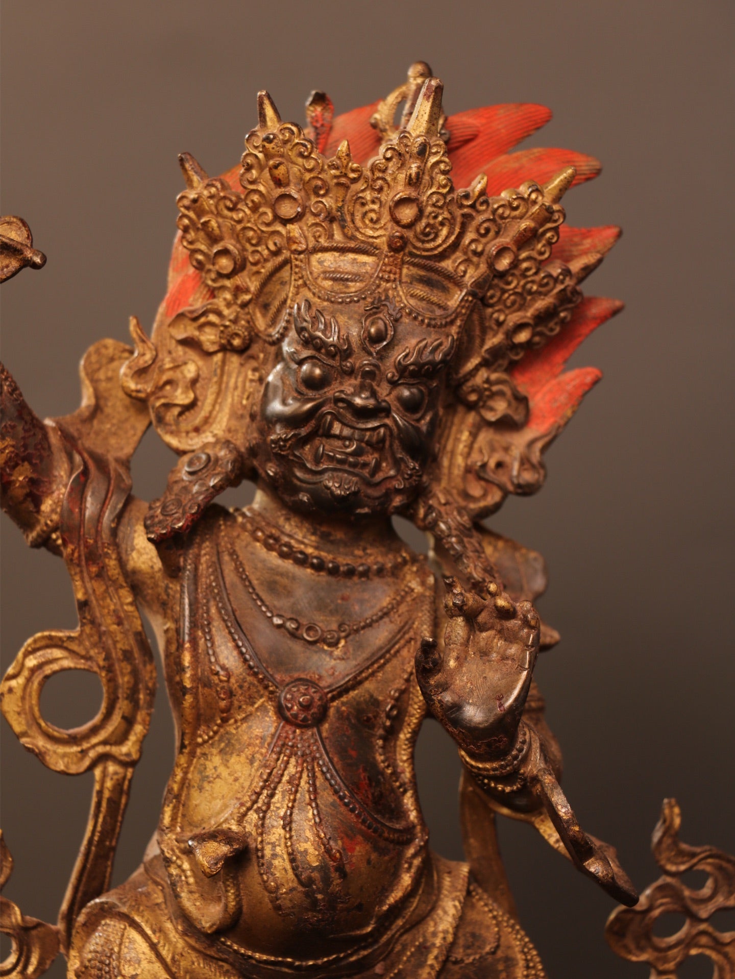 Ancient China Antique Ming Dynasty Copper Ware Gold-plated Statue Tibetan Buddha