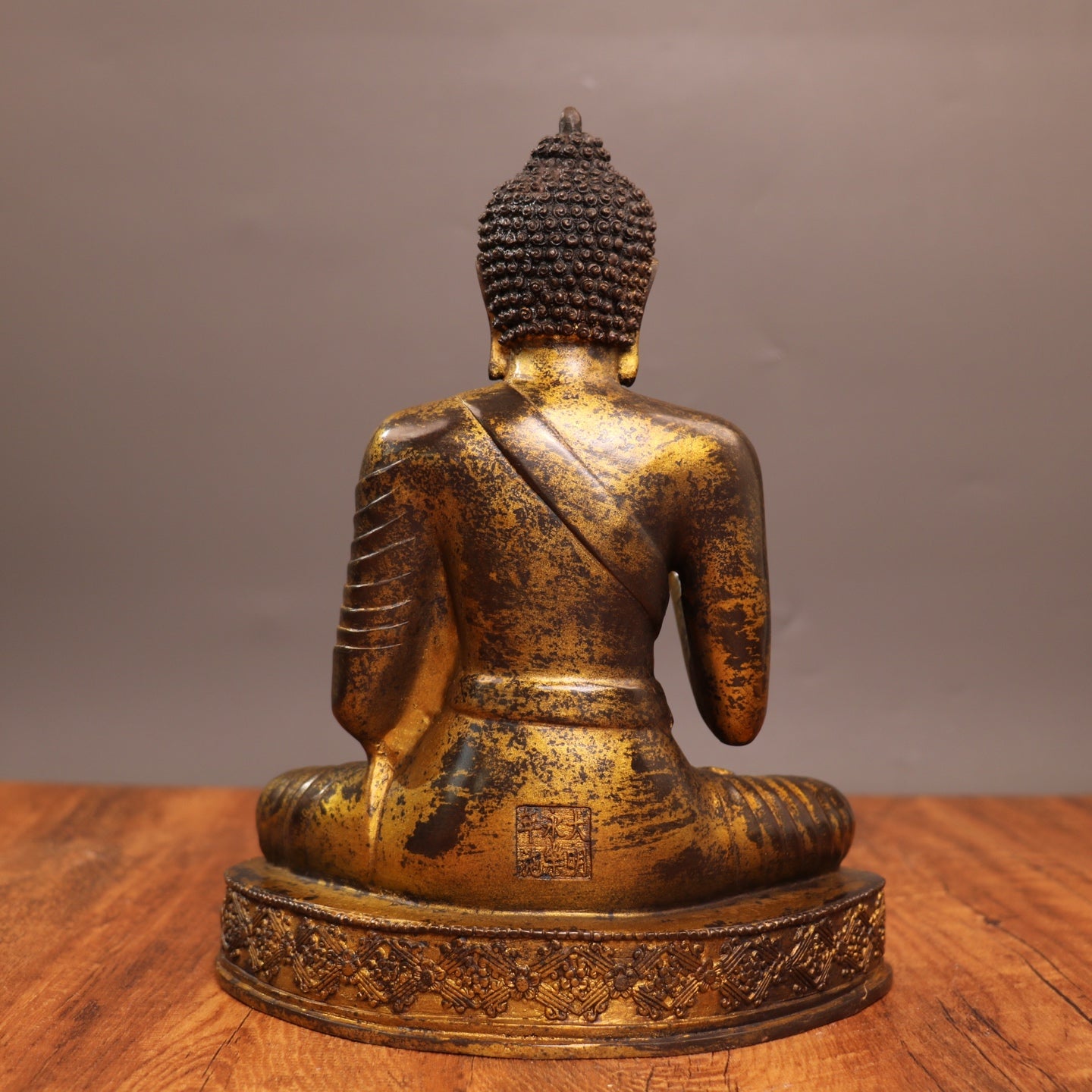 Ancient China Antique Ming Dynasty Copper Ware Gold-plated Statue Sakyamuni Buddha