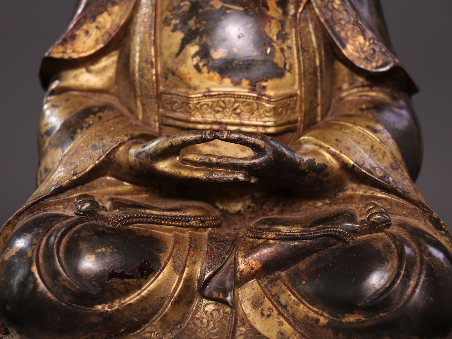Ancient China Antique Ming Dynasty Yongle Emperor Copper Ware Gold-plated Statue Buddha