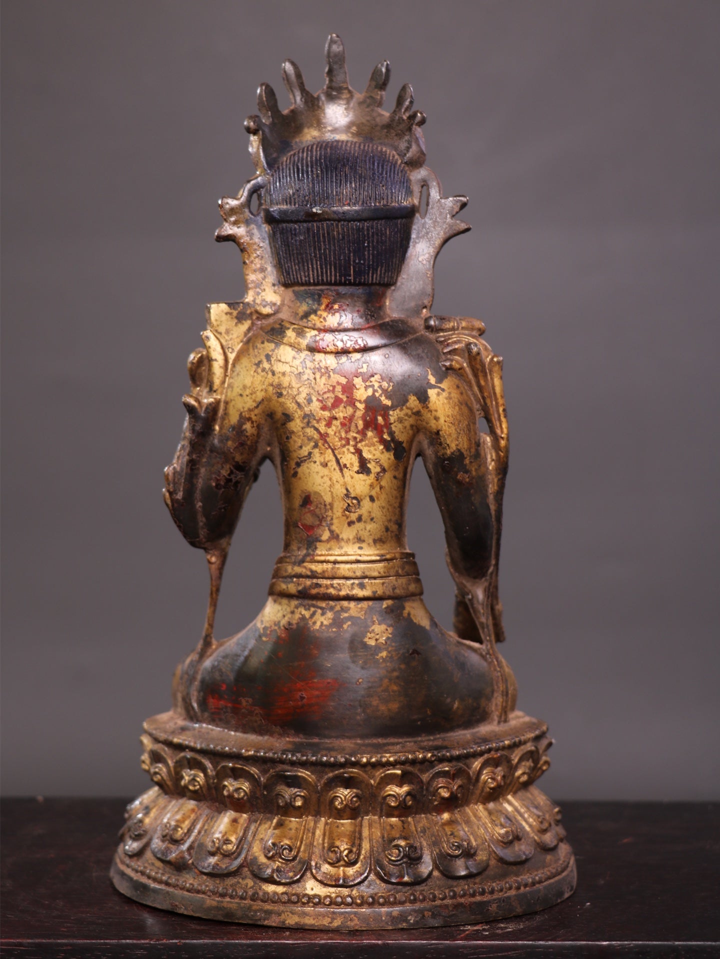 Ancient China Antique Ming Dynasty Copper Ware Gold-plated Statue Kwan-yin