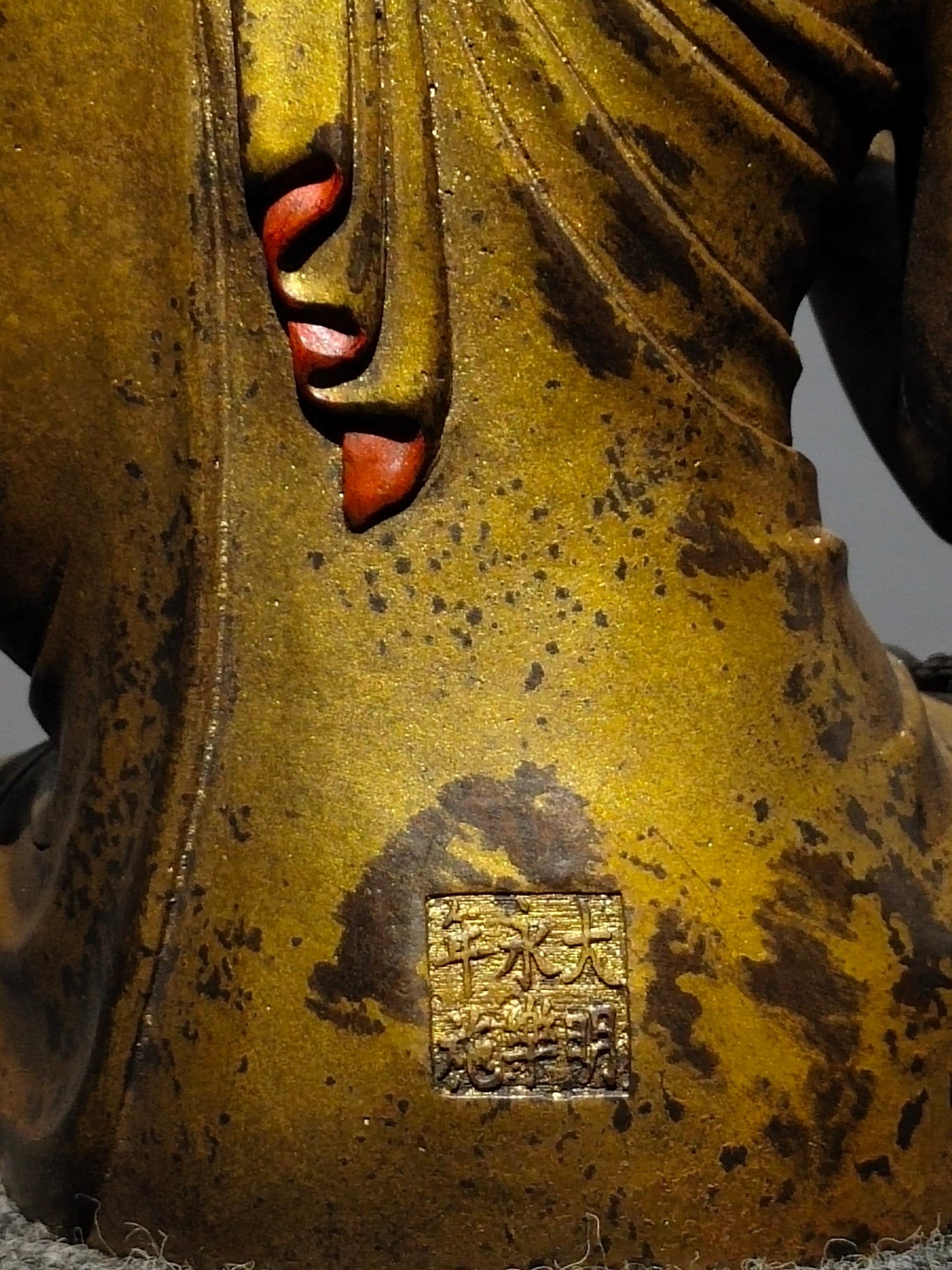 Ancient China Antique Ming Dynasty Yongle Year Copper Ware Gold-plated Statue Buddha