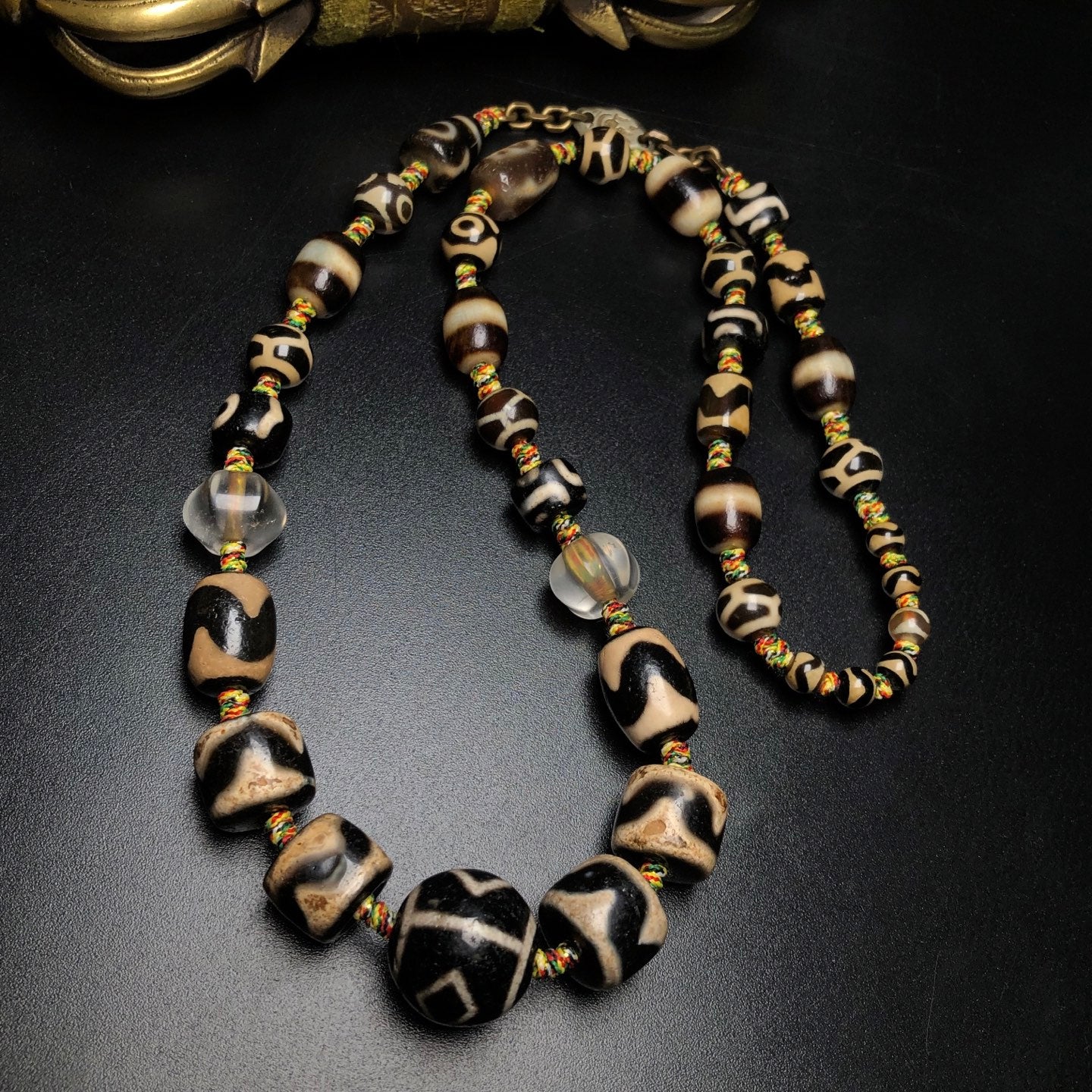 Ancient China Antique Qing Dynasty Tibetan Buddhism Agate Bead Agate Necklace