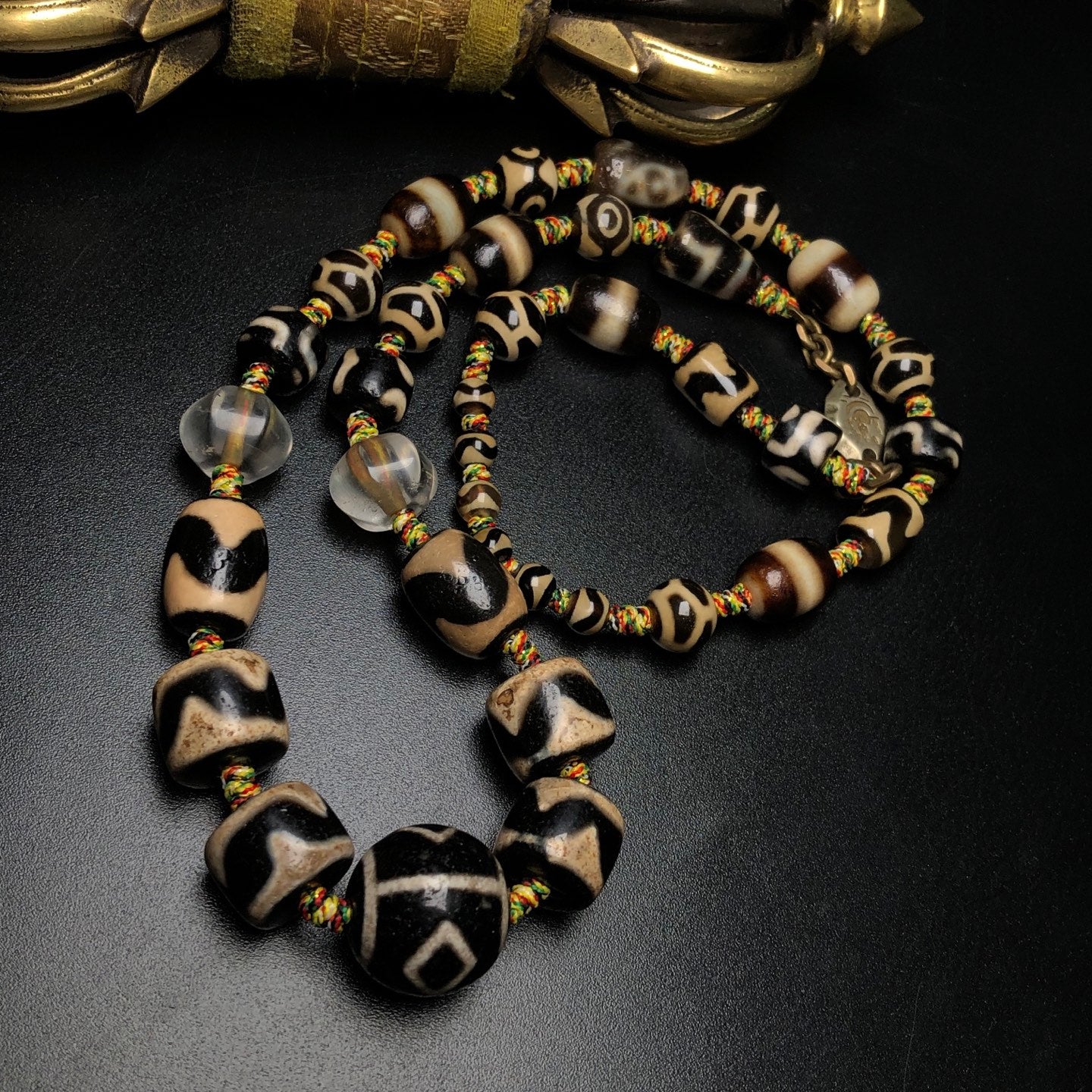 Ancient China Antique Qing Dynasty Tibetan Buddhism Agate Bead Agate Necklace