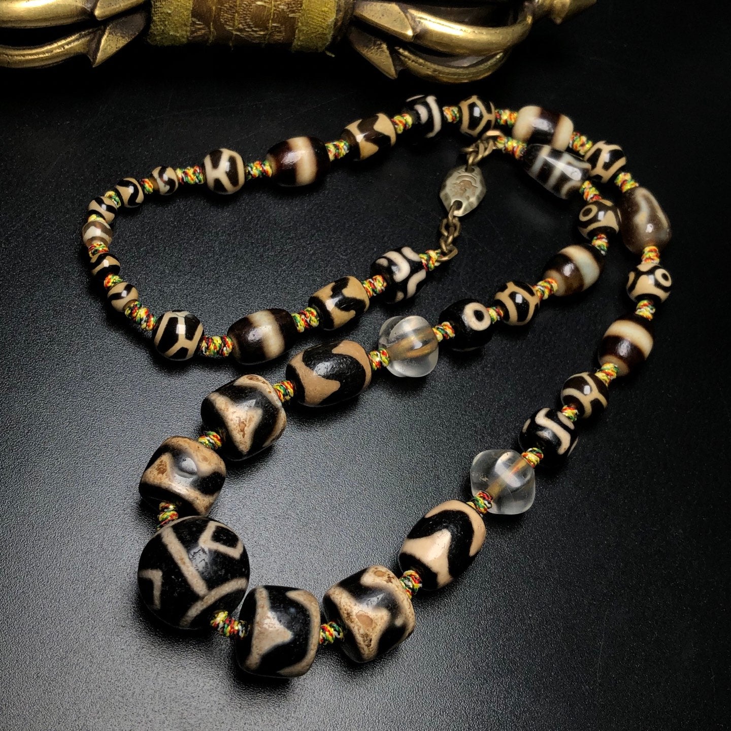 Ancient China Antique Qing Dynasty Tibetan Buddhism Agate Bead Agate Necklace