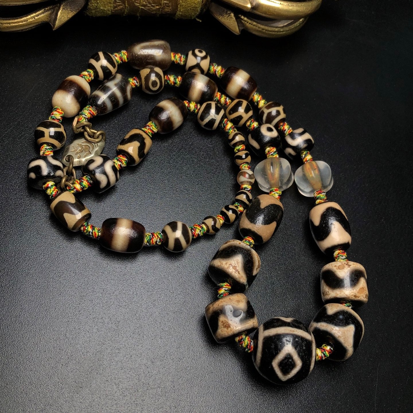 Ancient China Antique Qing Dynasty Tibetan Buddhism Agate Bead Agate Necklace