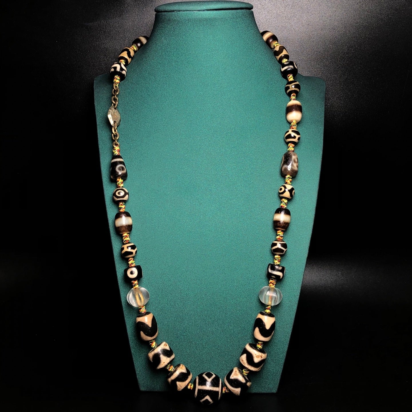 Ancient China Antique Qing Dynasty Tibetan Buddhism Agate Bead Agate Necklace