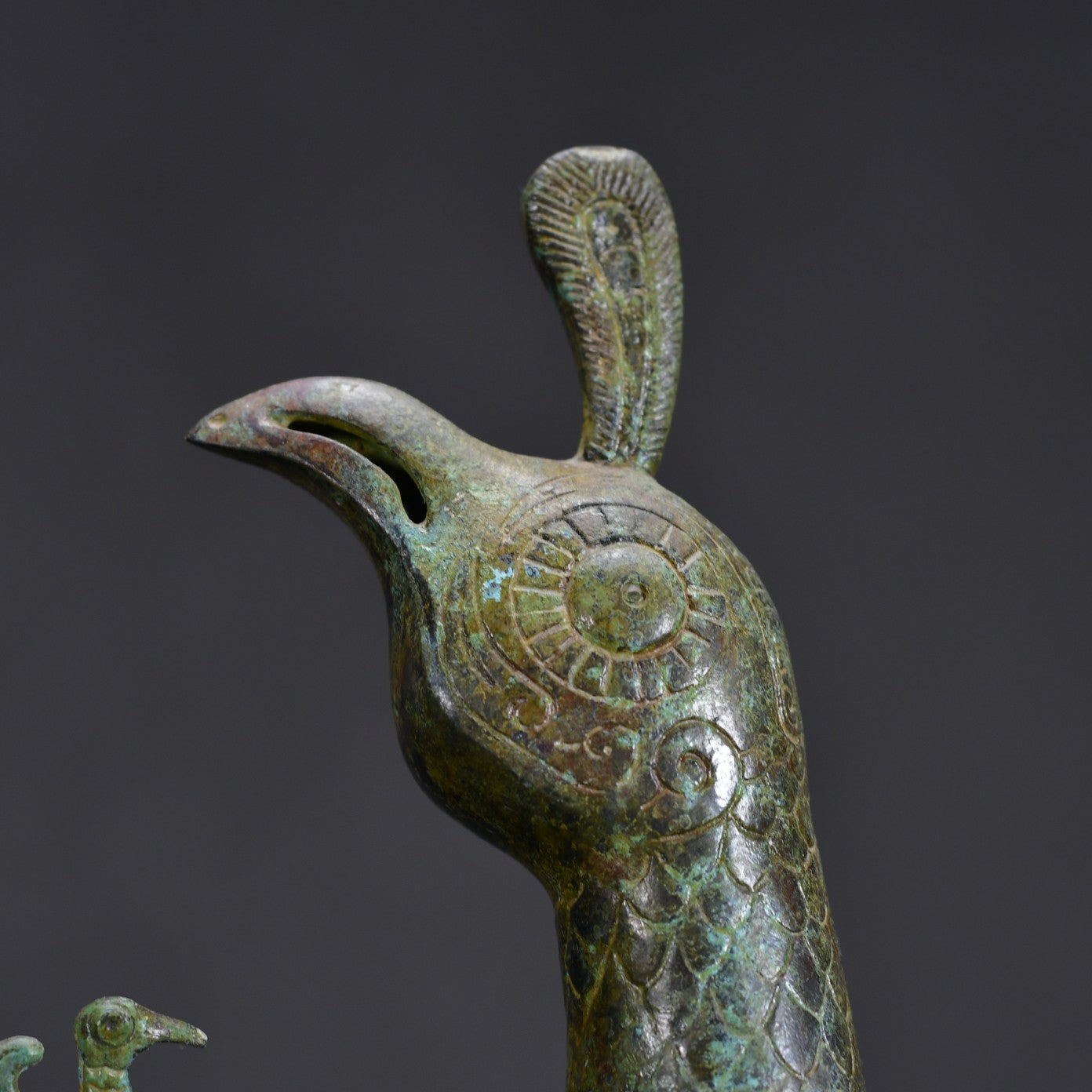 Ancient China Antique Zhou Dynasty Bronze With Inscription Jinhou Bird Zun Bronze Wine Vessel