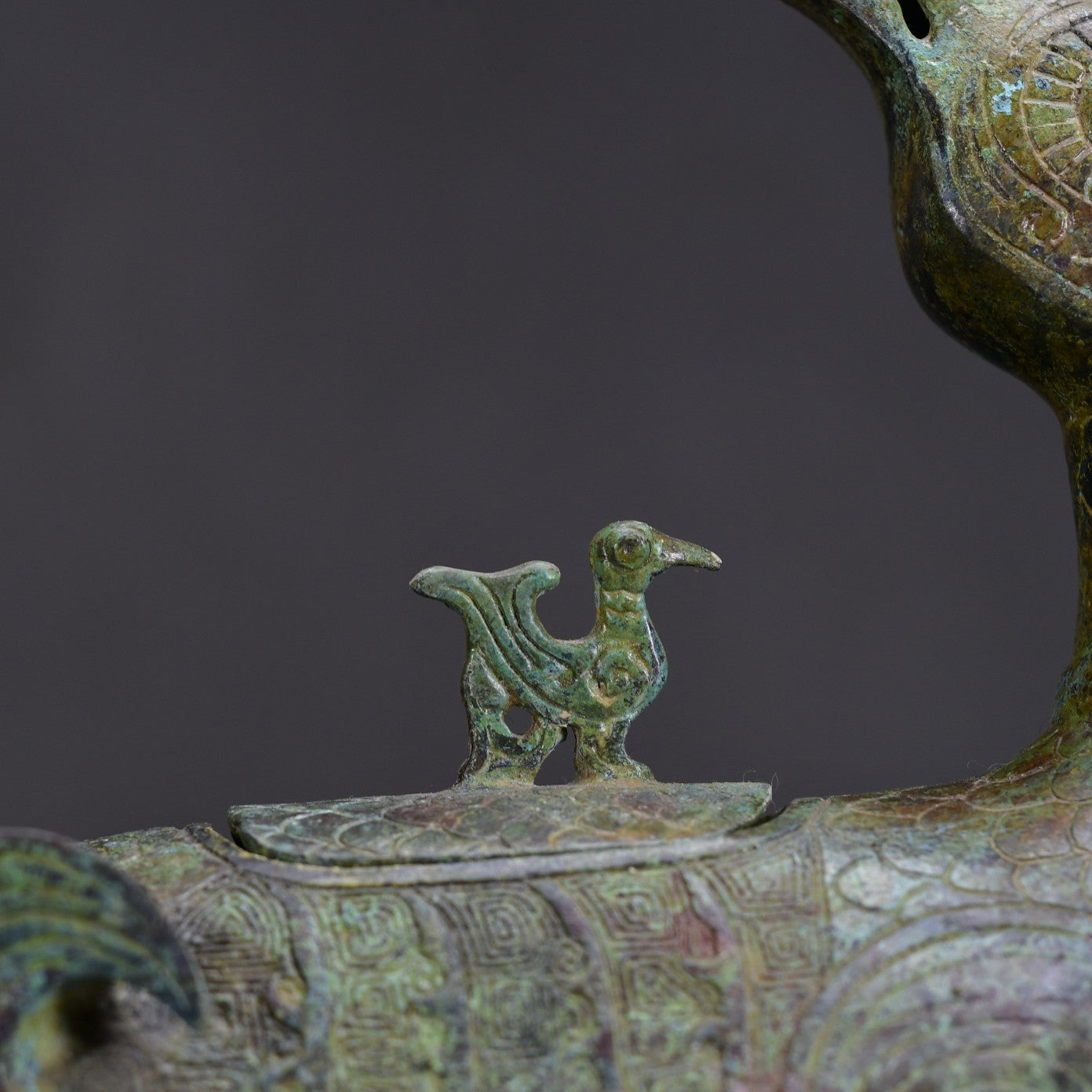 Ancient China Antique Zhou Dynasty Bronze With Inscription Jinhou Bird Zun Bronze Wine Vessel