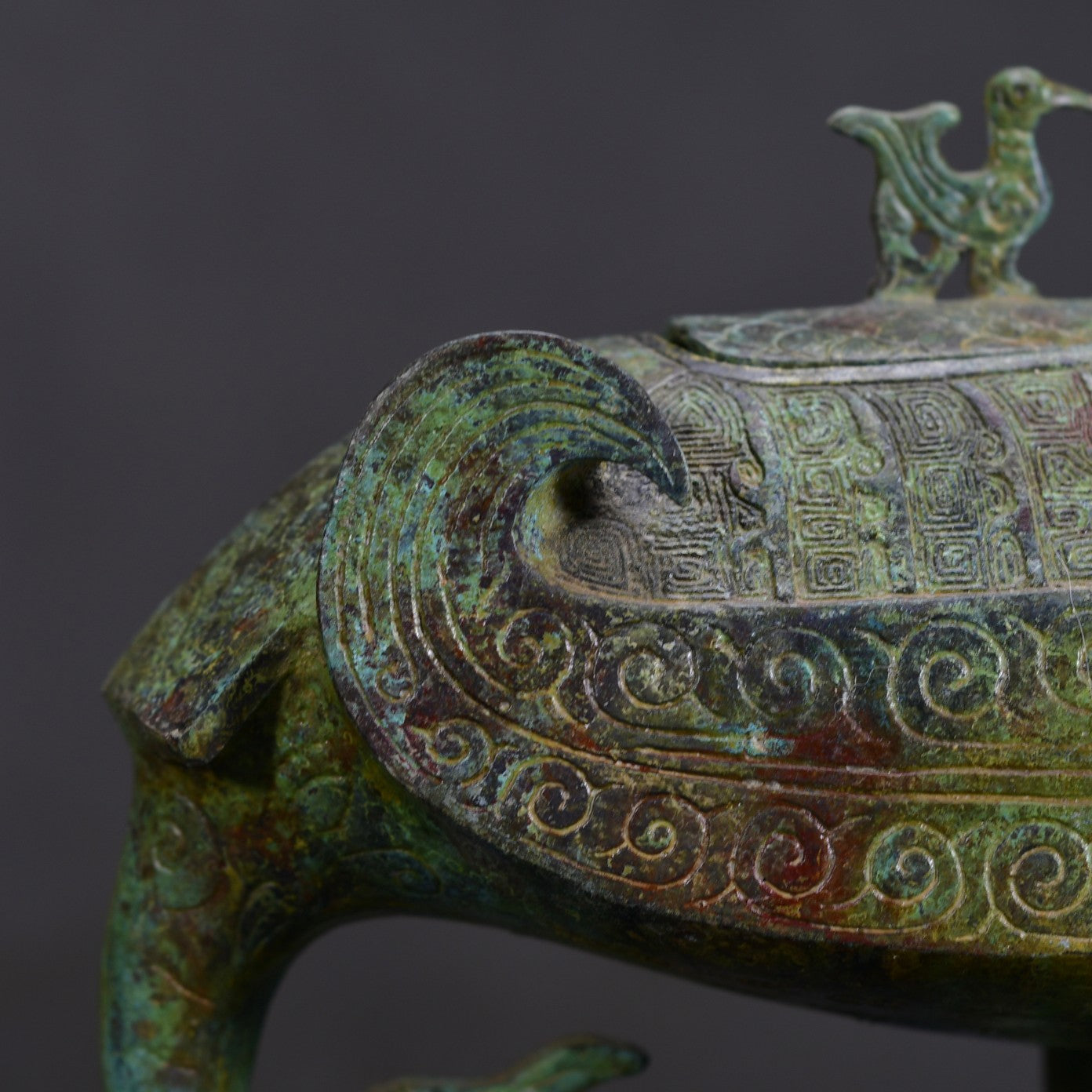 Ancient China Antique Zhou Dynasty Bronze With Inscription Jinhou Bird Zun Bronze Wine Vessel