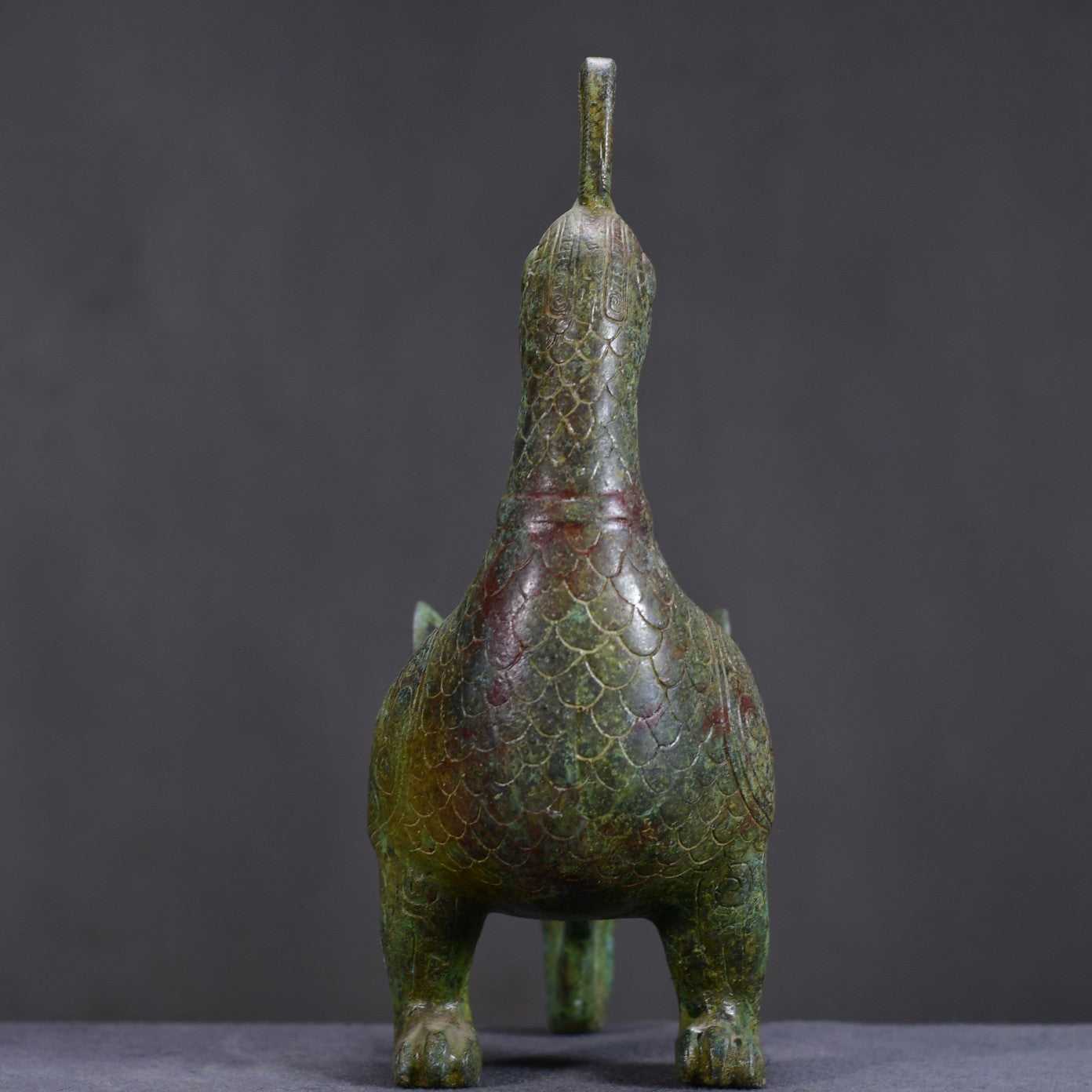Ancient China Antique Zhou Dynasty Bronze With Inscription Jinhou Bird Zun Bronze Wine Vessel