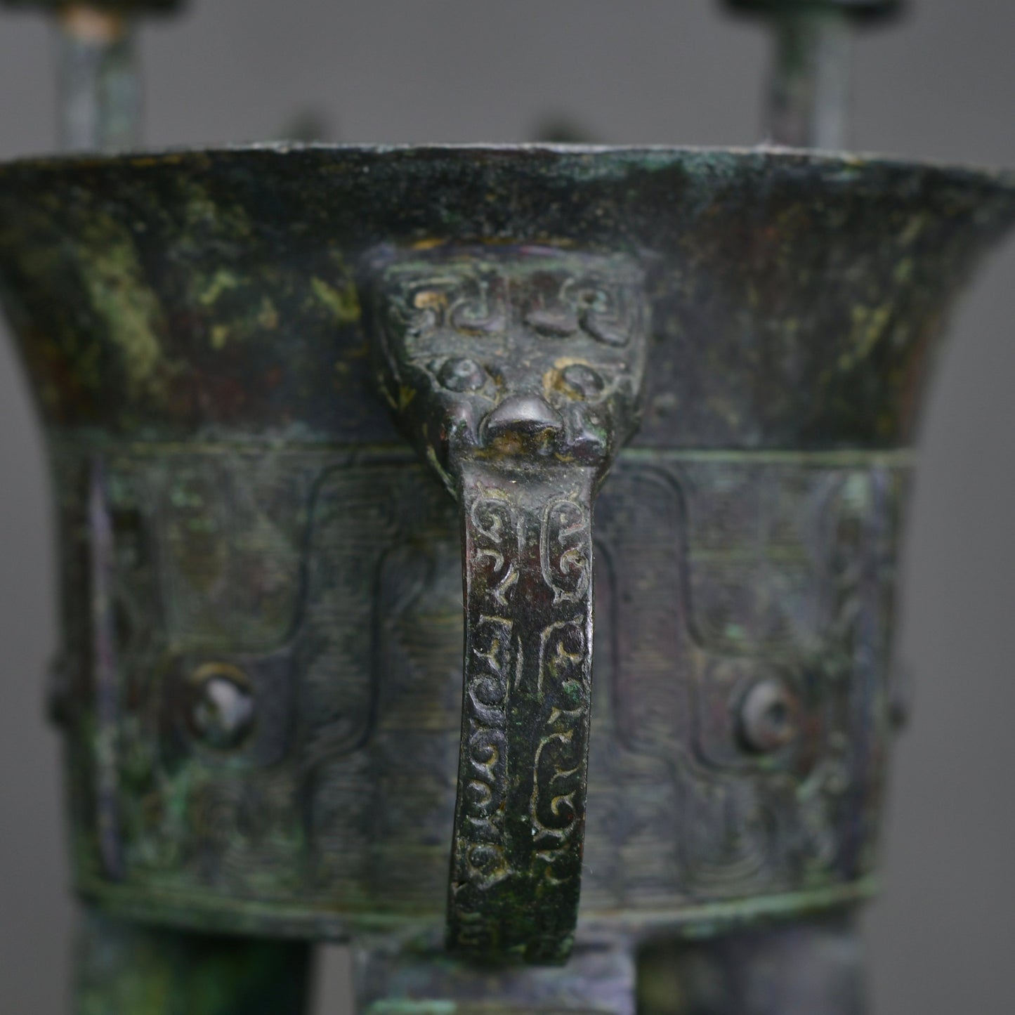 Ancient China Antique Shang Dynasty Bronze With Inscription Bronze Wine Vessel 青铜器斝