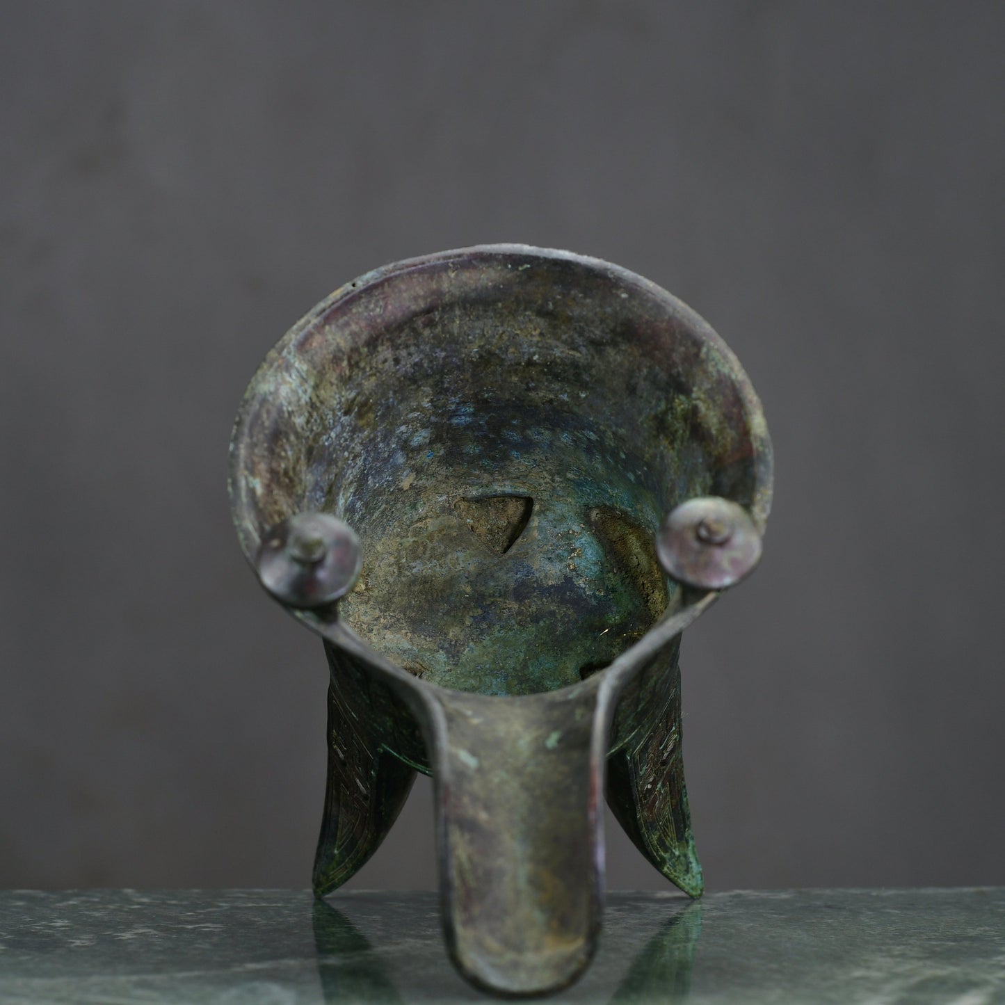 Ancient China Antique Shang Dynasty Bronze With Inscription Bronze Wine Vessel 青铜器斝