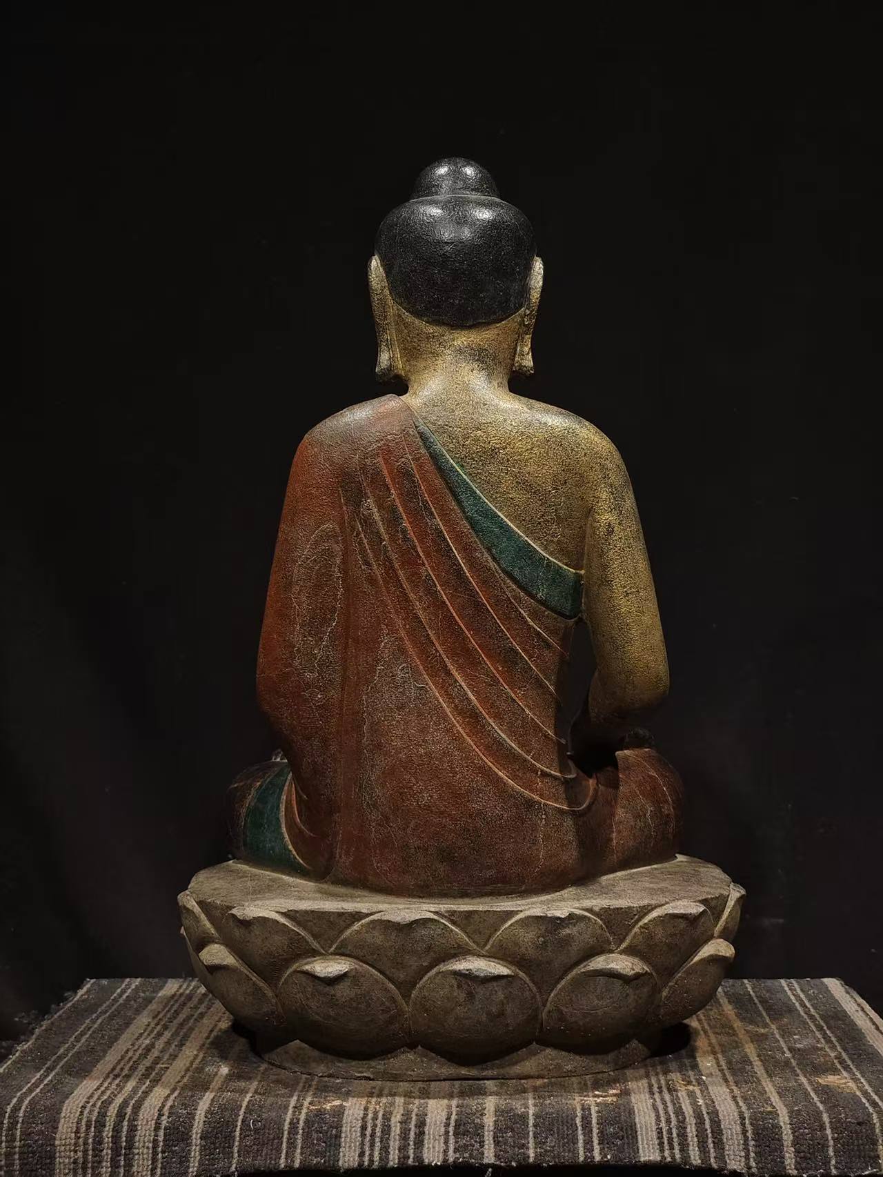 Ancient China Antique Tang Dynasty Ancient Stone Painted Statue Buddha - Tang Medicine Buddha