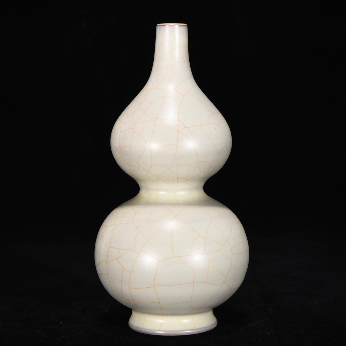 Ancient China Antique Song Dynasty Guan Kiln White Glaze Porcelain Gourd Vases
