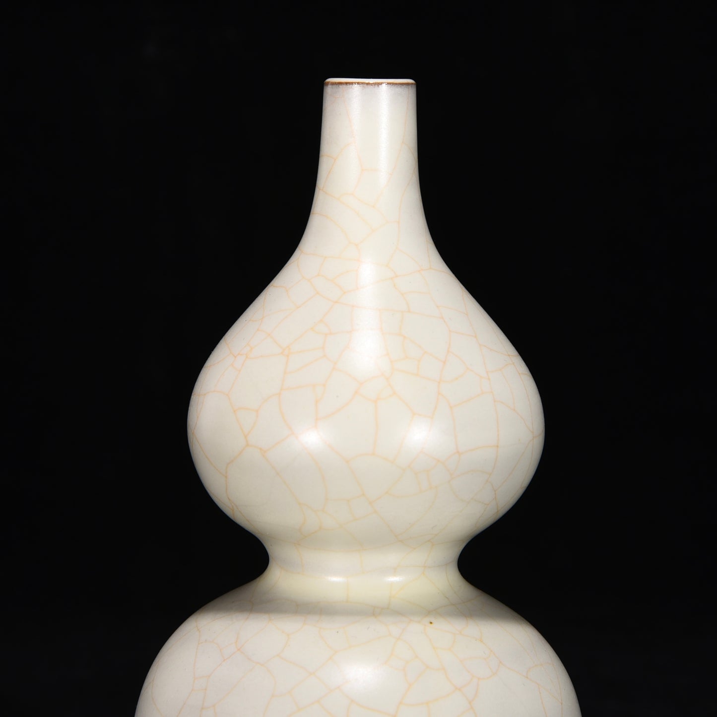 Ancient China Antique Song Dynasty Guan Kiln White Glaze Porcelain Gourd Vases