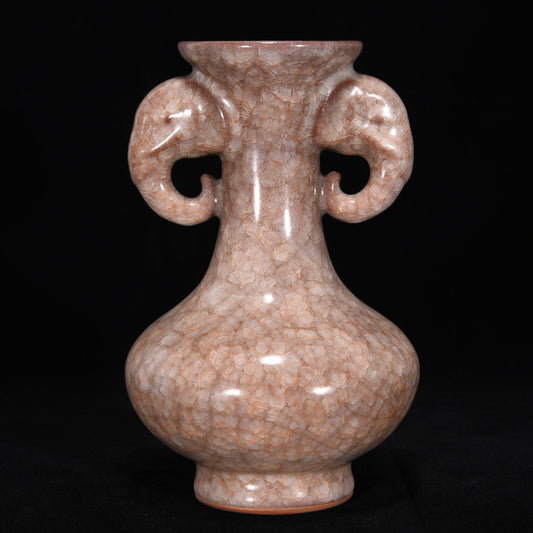 Ancient China Antique Song Dynasty Guan Kiln Porcelain Double Ear Elephant Head Vases