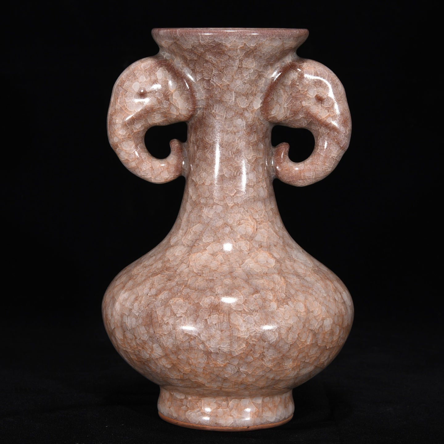 Ancient China Antique Song Dynasty Guan Kiln Porcelain Double Ear Elephant Head Vases