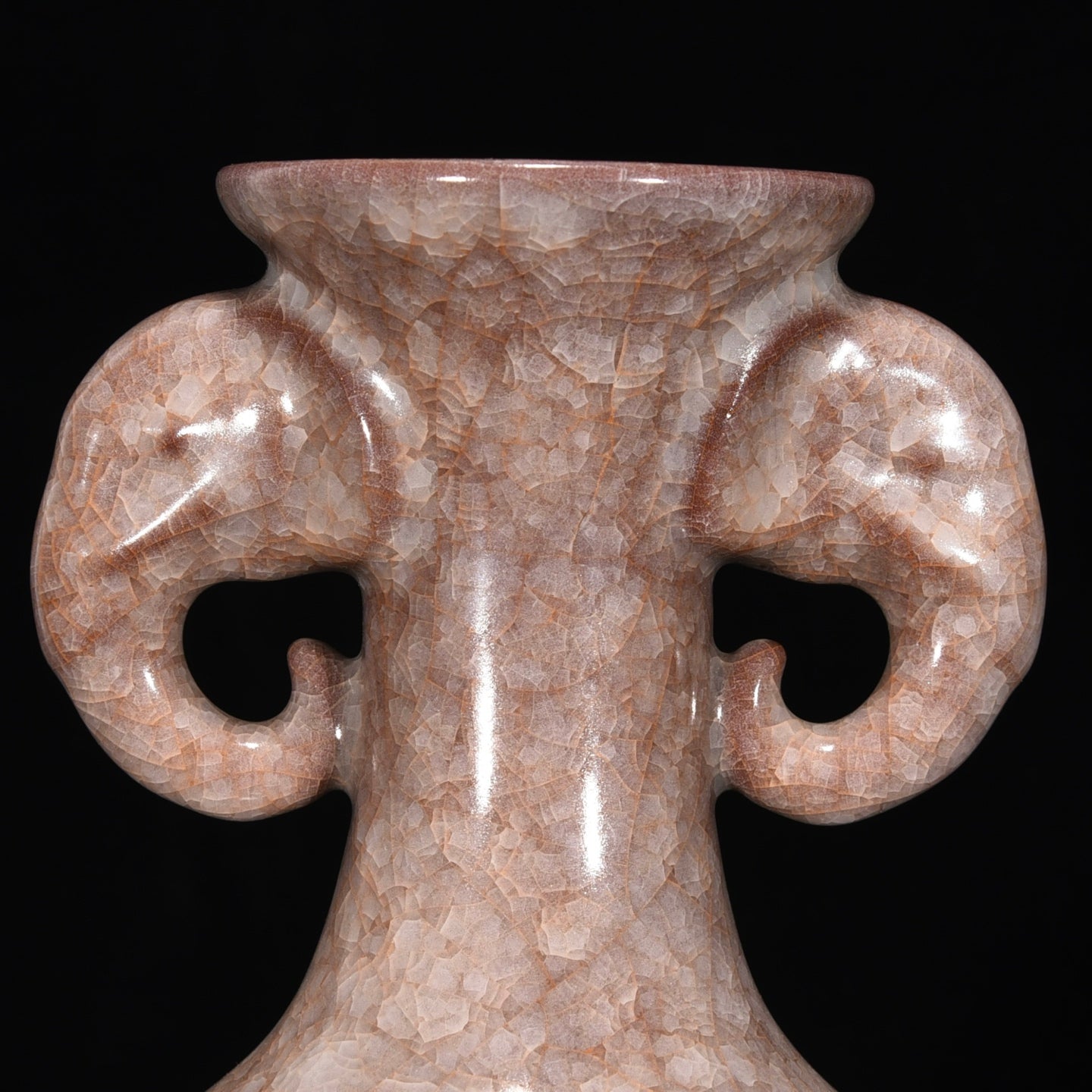 Ancient China Antique Song Dynasty Guan Kiln Porcelain Double Ear Elephant Head Vases