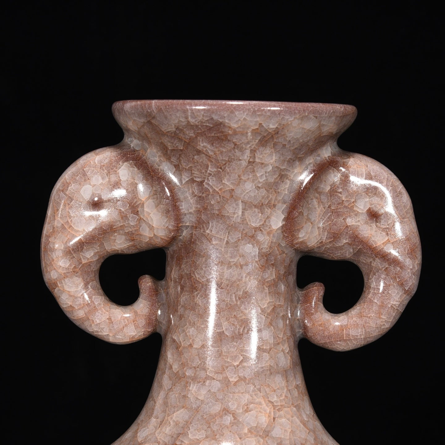 Ancient China Antique Song Dynasty Guan Kiln Porcelain Double Ear Elephant Head Vases
