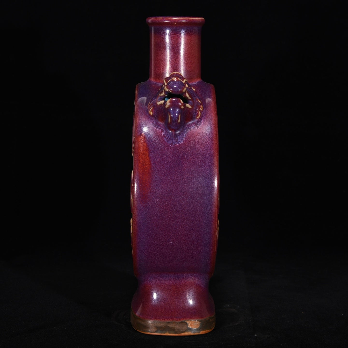 Ancient China Antique Song Dynasty Jun Kiln Crimson Purple Glaze Porcelain Bagua Pattern Flat Bottle Vases