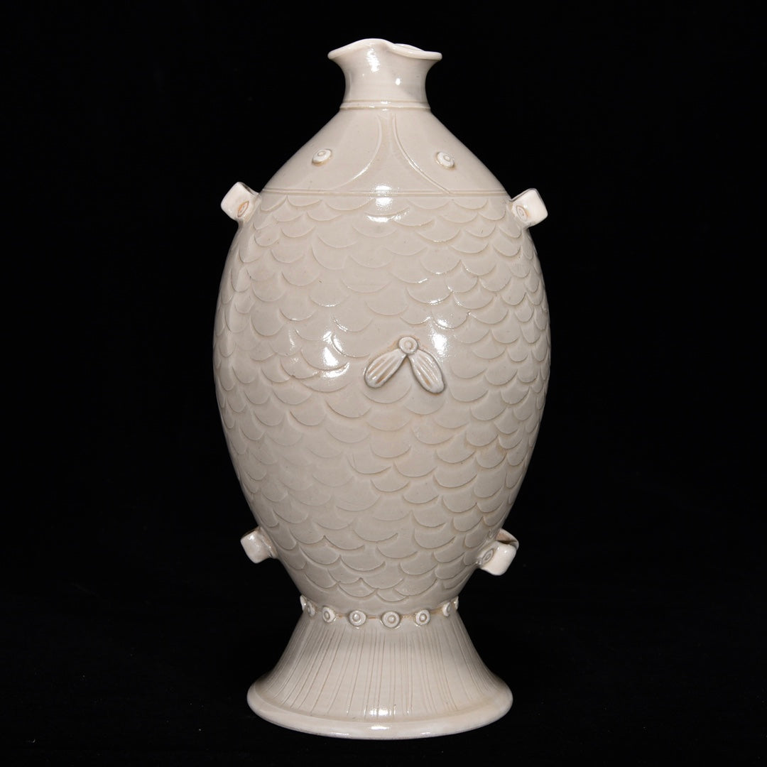 Ancient China Antique Song Dynasty Ding Kiln Porcelain Fish Figure Vases