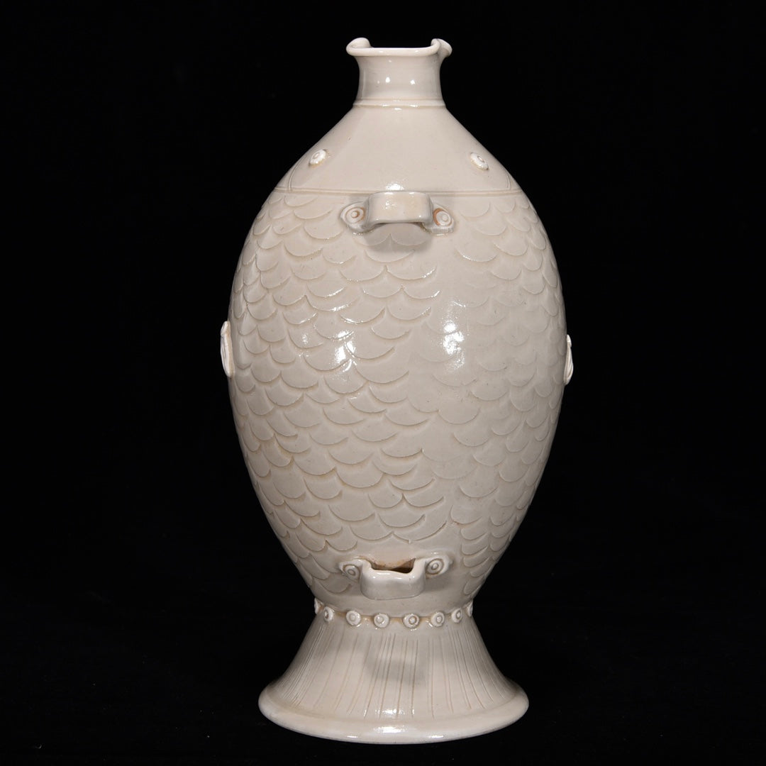 Ancient China Antique Song Dynasty Ding Kiln Porcelain Fish Figure Vases