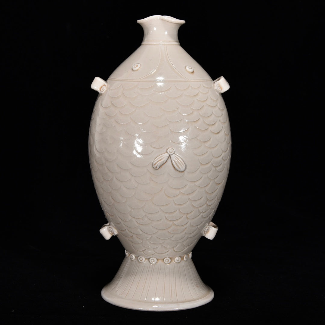 Ancient China Antique Song Dynasty Ding Kiln Porcelain Fish Figure Vases