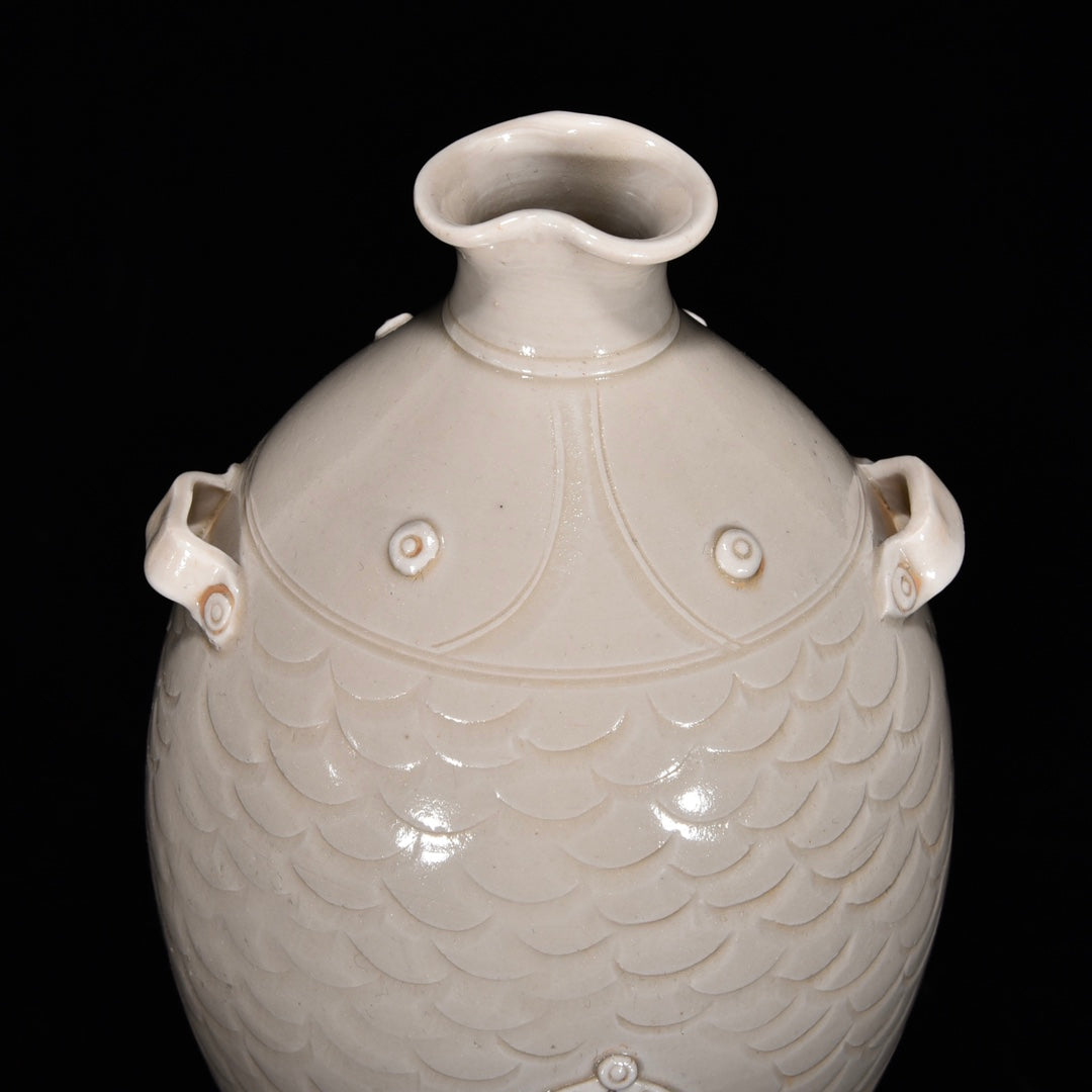 Ancient China Antique Song Dynasty Ding Kiln Porcelain Fish Figure Vases