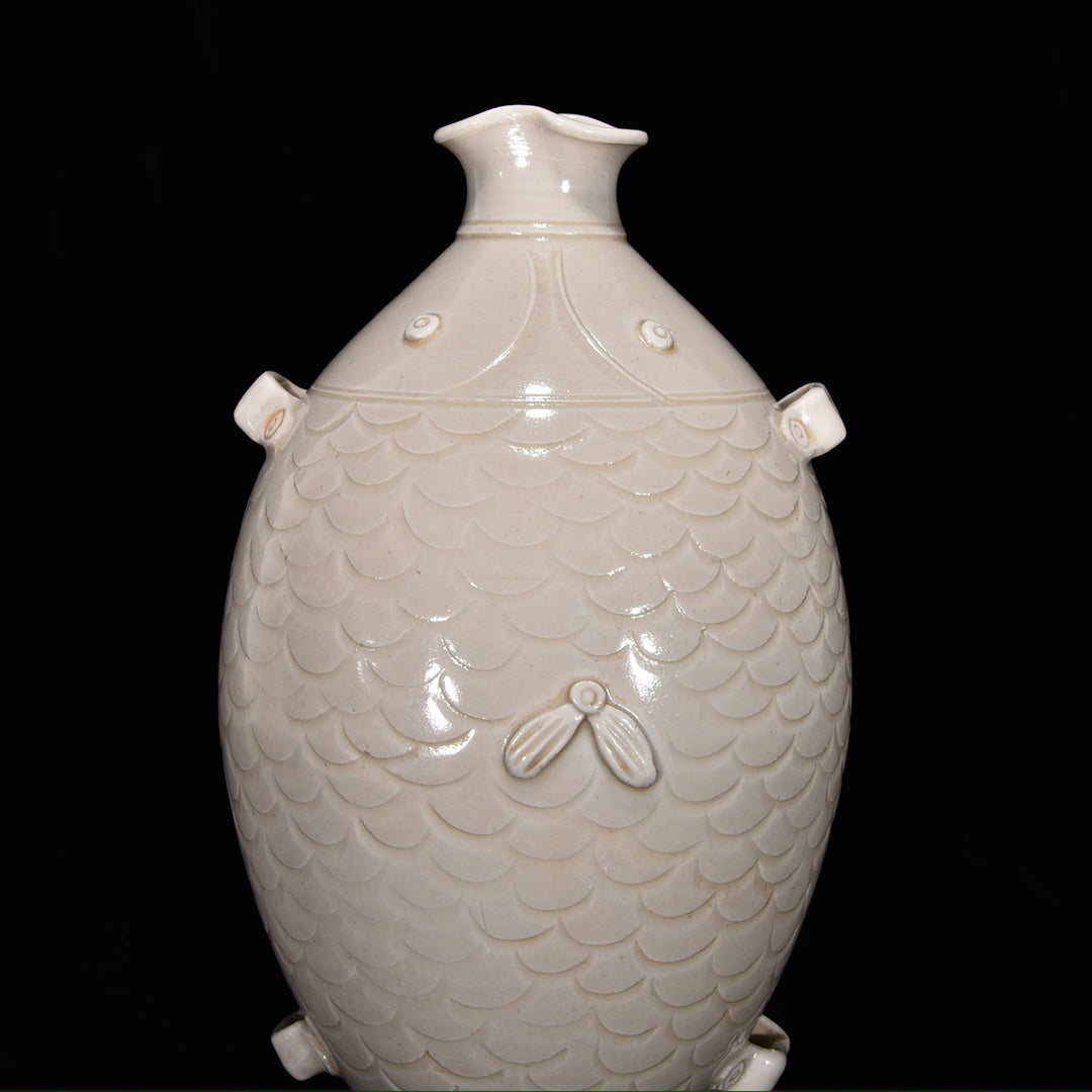 Ancient China Antique Song Dynasty Ding Kiln Porcelain Fish Figure Vases