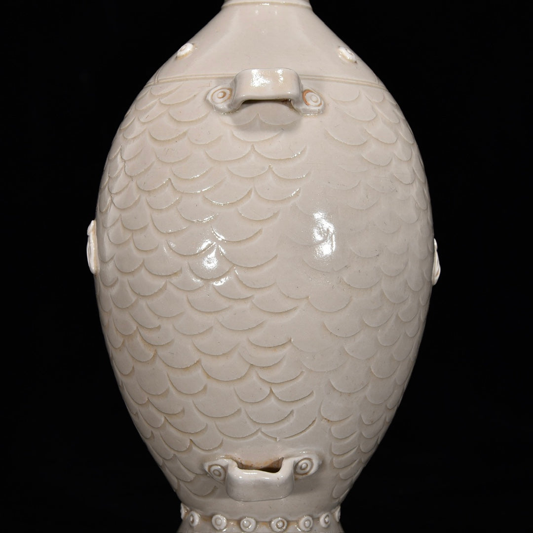 Ancient China Antique Song Dynasty Ding Kiln Porcelain Fish Figure Vases
